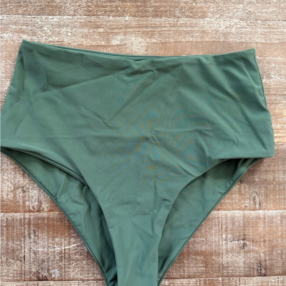 Amazon High-Waist Bikini Bottoms in Olive Green
